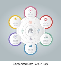 Creative concept for infographic with 6 options, parts or processes. Timeline infographic business design and marketing icons for presentation, annual report, diagram, workflow layout and web design.