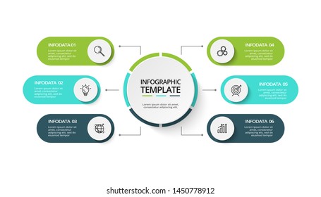 Creative concept for infographic with 6 steps, options, parts or processes. Business data visualization. Vector business template for timeline presentation.