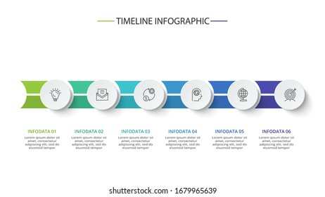 Concepto creativo para infografía con 6 pasos, opciones, piezas o procesos. Visualización de datos empresariales