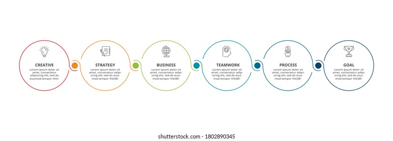 Creative concept for infographic with 6 steps, options, parts or processes. Business data visualization