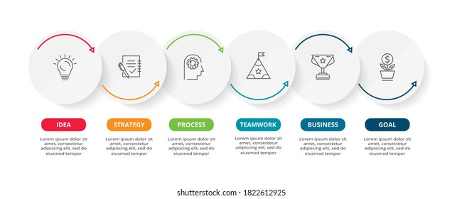 Creative concept for infographic with 6 steps, options, parts or processes. Business data visualization