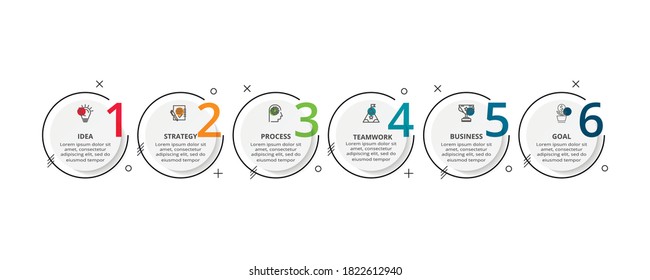 Creative concept for infographic with 6 steps, options, parts or processes. Business data visualization