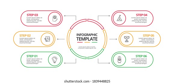 Creative concept for infographic with 6 steps, options, parts or processes. Business data visualization