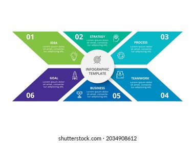 Creative concept for infographic with 6 steps, options, parts or processes. Business data visualization.