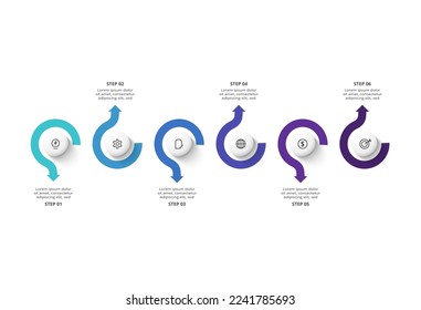 Creative concept for infographic with 6 steps, options, parts or processes.