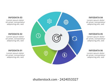 Creative concept for infographic with 6 steps, options, parts or processes. Business data visualization.