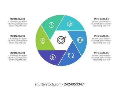 Creative concept for infographic with 6 steps, options, parts or processes. Business data visualization.