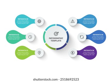 Creative concept for infographic with 6 steps, options, parts or processes. Business data visualization.