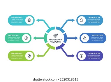 Creative concept for infographic with 6 steps, options, parts or processes. Business data visualization.