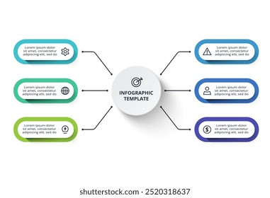 Creative concept for infographic with 6 steps, options, parts or processes. Business data visualization.