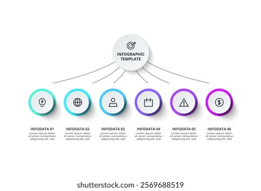 Creative concept for infographic with 6 steps, options, parts or processes. Business data visualization.