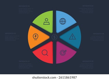 Creative concept for infographic with 6 steps, options, parts or processes. Business data visualization.