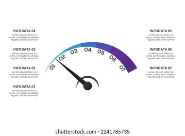 Concepto creativo para infografía con 7 pasos, opciones, partes o procesos.