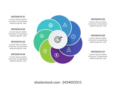 Creative concept for infographic with 7 steps, options, parts or processes. Business data visualization.