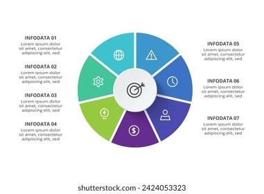 Creative concept for infographic with 7 steps, options, parts or processes. Business data visualization.