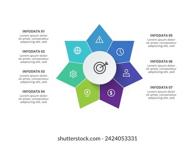 Creative concept for infographic with 7 steps, options, parts or processes. Business data visualization.
