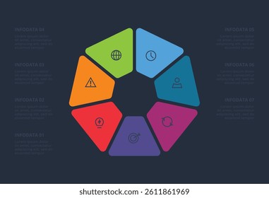 Creative concept for infographic with 7 steps, options, parts or processes. Business data visualization.