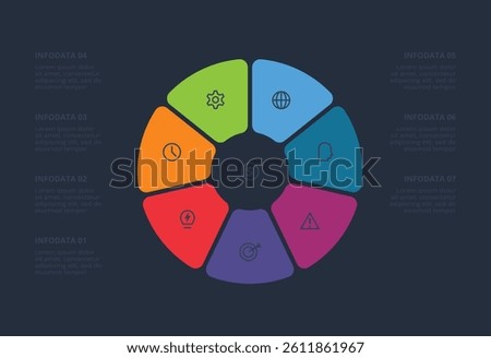 Creative concept for infographic with 7 steps, options, parts or processes. Business data visualization.