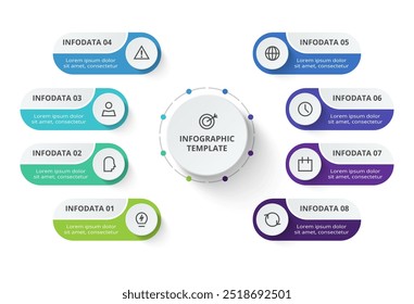 Concepto creativo para infografía con 6 pasos, opciones, partes o procesos. Visualización de datos empresariales.