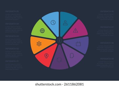 Creative concept for infographic with 8 steps, options, parts or processes. Business data visualization.