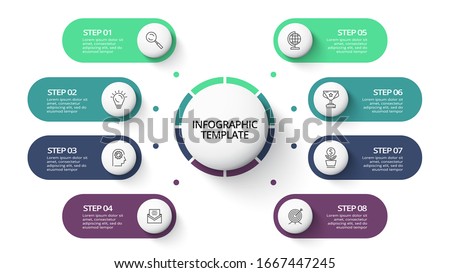 Creative concept for infographic with 8 steps, options, parts or processes. Business data visualization.