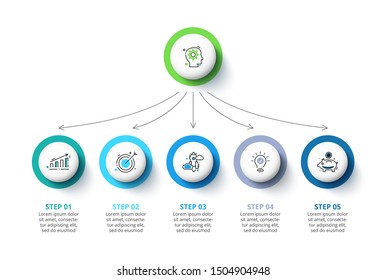 Creative concept for infographic. Business data visualization. Abstract elements diagram with 5 steps, options, parts or processes. Vector business template for presentation.