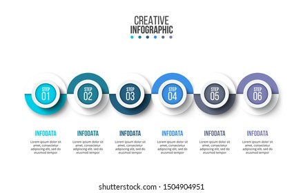 Creative concept for infographic. Business data visualization. Process chart. Abstract elements with 6 steps, options, parts or processes. Vector business template for presentation.