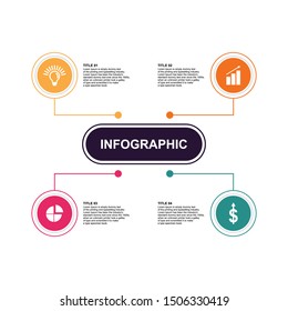 Creative concept for infographic. Business data visualization. Abstract elements diagram with 4 steps, options, parts or processes. Vector business template for presentation.