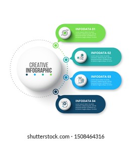 Creative concept for infographic. Business data visualization. Abstract elements diagram with 4 steps, options, parts or processes. Vector business template for presentation.