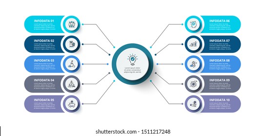 Creative concept for infographic. Business data visualization. Abstract elements diagram with 10 steps, options, parts or processes. Vector business template for presentation