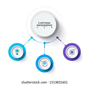 Conceito criativo para infográfico. Visualização de dados de negócios. Diagrama de elementos abstratos com 3 etapas, opções, partes ou processos. Modelo de negócios de vetor para apresentação.