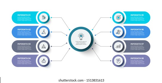 Creative concept for infographic. Business data visualization. Abstract elements diagram with 8 steps, options, parts or processes. Vector business template for presentation.