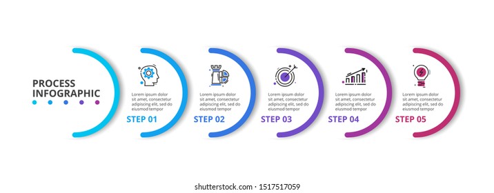 Creative concept for infographic. Business data visualization. Process chart. Abstract elements with 5 steps, options, parts or processes. Vector business template for presentation.