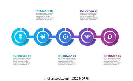 Creative concept for infographic. Business data visualization. Process chart. Abstract elements with 5 steps, options, parts or processes. Vector business template for presentation.