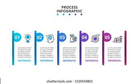 Creative concept for infographic. Business data visualization. Process chart. Abstract elements with 5 steps, options, parts or processes. Vector business template for presentation.