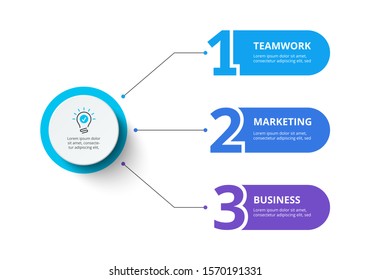 Creative concept for infographic. Business data visualization. Abstract elements diagram with 3 steps, options, parts or processes. Vector business template for presentation.