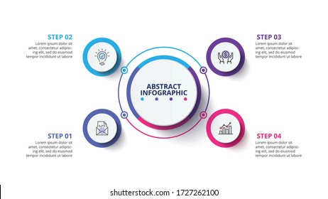 Concepto creativo para infografía. Visualización de datos empresariales. Diagrama de elementos abstractos con 5 pasos para la presentación.