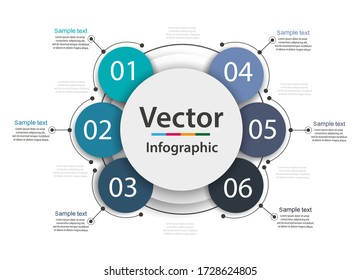 Creative concept for infographic. Business data visualization. Abstract elements diagram with 6 steps, options, parts or processes. Vector business template for presentation