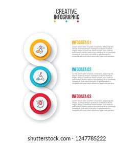 Creative concept for infographic. Circles with 3 steps, options, parts or processes. Vector business template for presentation.