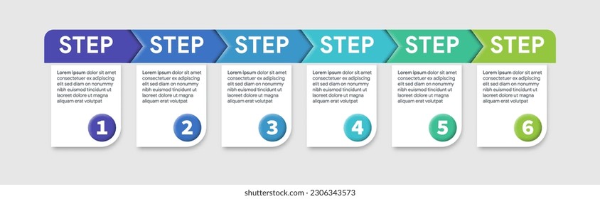 Concepto creativo Plantilla de diseño infográfico con números 6 pasos Negocios