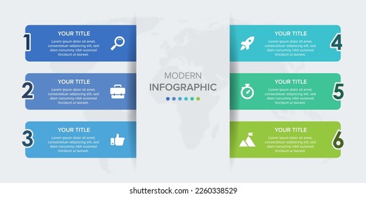 Creative concept for infographic element vector 6 options, steps, list, process. Abstract elements of graph, diagram with steps, options, parts or processes, timeline infographics, workflow or chart.