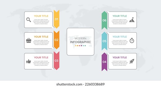 Creative concept for infographic element vector 6 options, steps, list, process. Abstract elements of graph, diagram with steps, options, parts or processes, timeline infographics, workflow or chart.