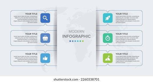 Creative concept for infographic element vector 6 options, steps, list, process. Abstract elements of graph, diagram with steps, options, parts or processes, timeline infographics, workflow or chart.