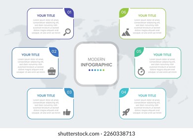 Creative concept for infographic element vector 6 options, steps, list, process. Abstract elements of graph, diagram with steps, options, parts or processes, timeline infographics, workflow or chart.