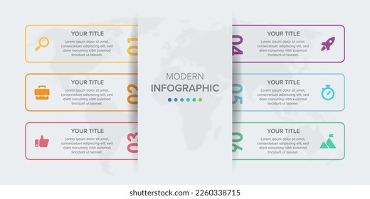 Creative concept for infographic element vector 6 options, steps, list, process. Abstract elements of graph, diagram with steps, options, parts or processes, timeline infographics, workflow or chart.