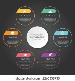 Creative concept for infographic element vector 6 options, steps, list, process. Abstract elements of graph, diagram with steps, options, parts or processes, timeline infographics, workflow or chart.