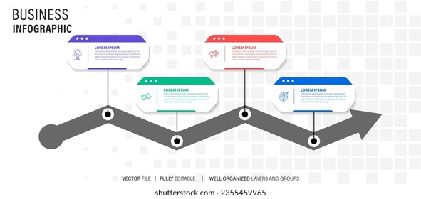 Creative concept for infographic element vector 4 options, steps, list, process. Abstract elements of graph, diagram with steps, options, parts or processes, timeline infographics, workflow or chart.
