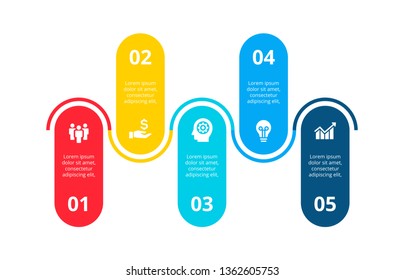 Creative concept for infographic. Process chart. Abstract elements of graph, diagram with 5 steps, options, parts or processes. Vector business template for presentation.