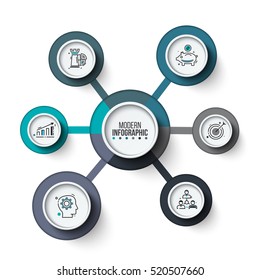 Creative concept for infographic. Process chart. Abstract elements of graph, diagram with 6 steps, options, parts or processes. Vector business template for presentation. Stroke icons.