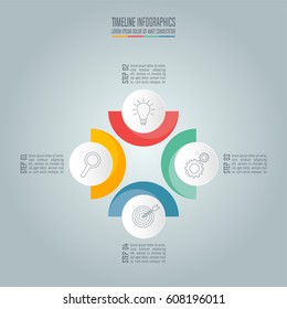 Creative concept for infographic. Timeline infographic design vector and marketing icons for presentation, workflow layout, diagram, annual report, web design. Business concept with 4 options.